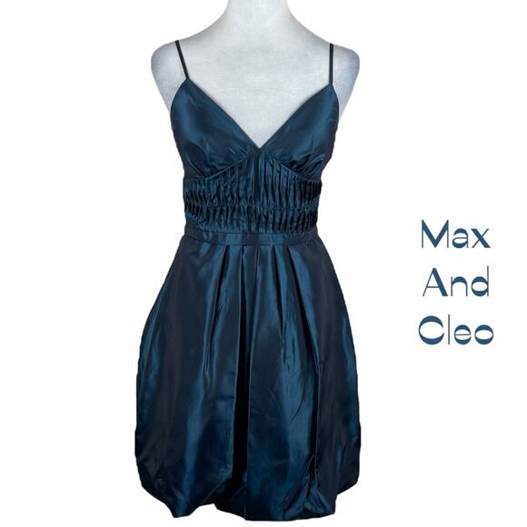 Max And Cleo Metallic Blue BalletCore Party Event Balloon Hem Dress NWOT Size 6 - Picture 2 of 13